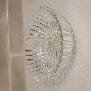 Vintage Sawtooth Starburst Heavy Crystal Glass Bowl